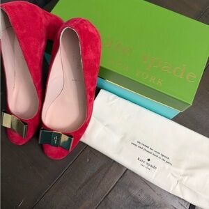 Kate Spade Red Heels with Gold Accent